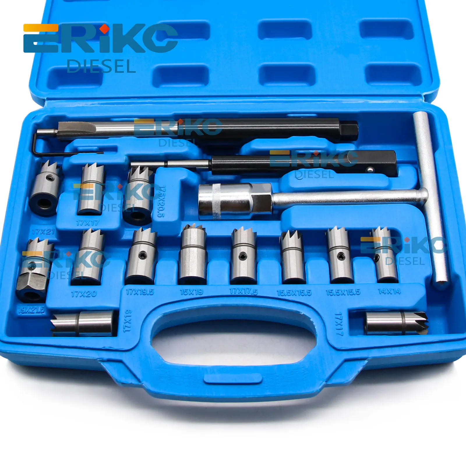 17PCS Diesel Injector Nozzles Tool Set Injector Seat Cutter & Cleaner Reamer for Injector Universal Automotive Service Tools