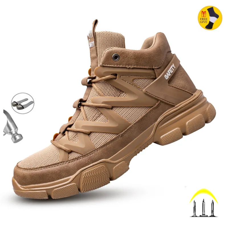 

2026 Work Boots Indestructible Safety Shoes Men Steel Toe Shoes Puncture-Proof Work Sneakers Male Footwear Adult Security Shoes