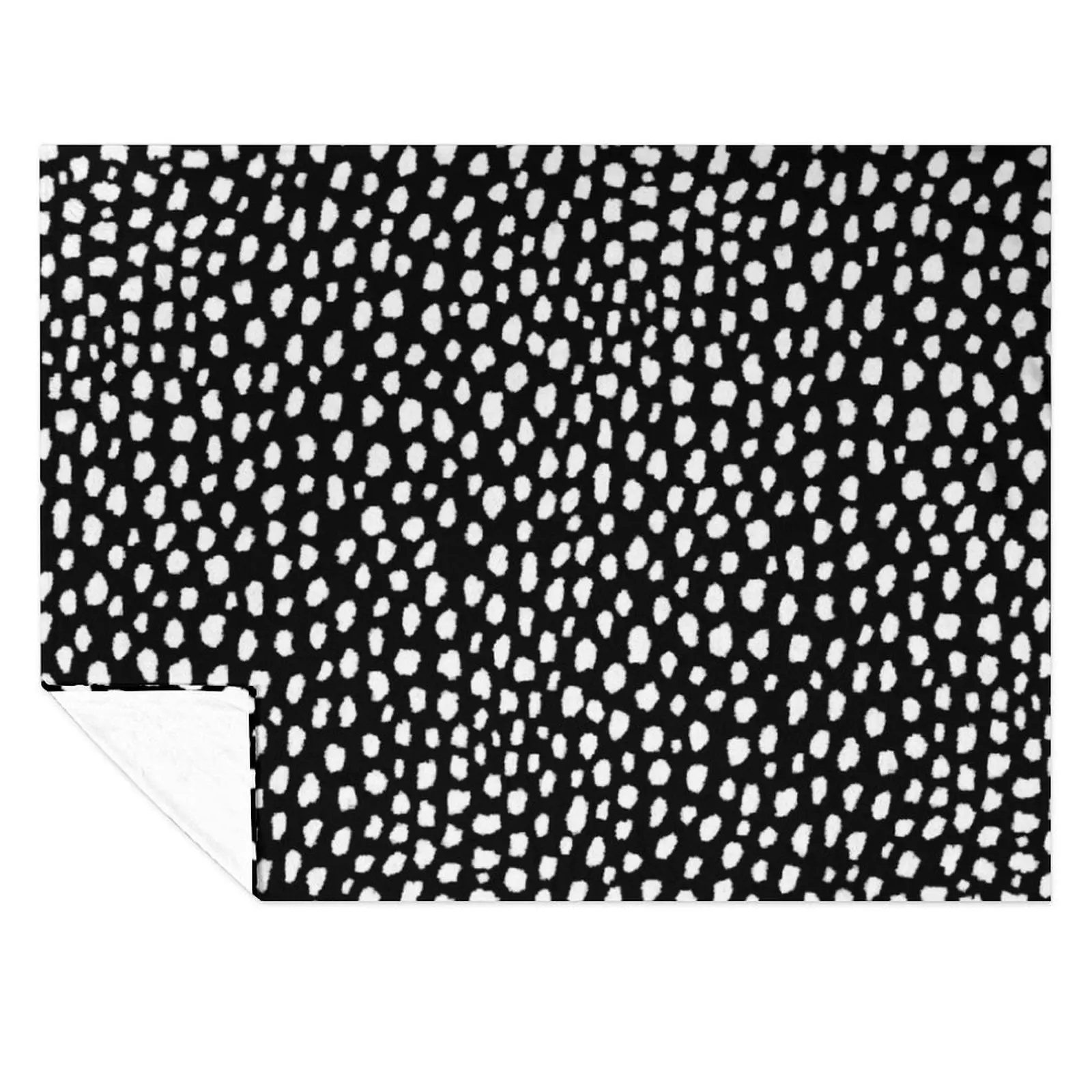 

Handmade polka dot brush strokes (black and white reverse dalmatian) Throw Blanket Hairy Soft Big Plaid For Sofa Thin Blankets
