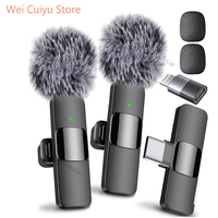 Lavalier Microphone Wireless Audio Recording Mic Type-C Charging Portable Noise Canceling Microphone for iPhone PC Tablet Camera