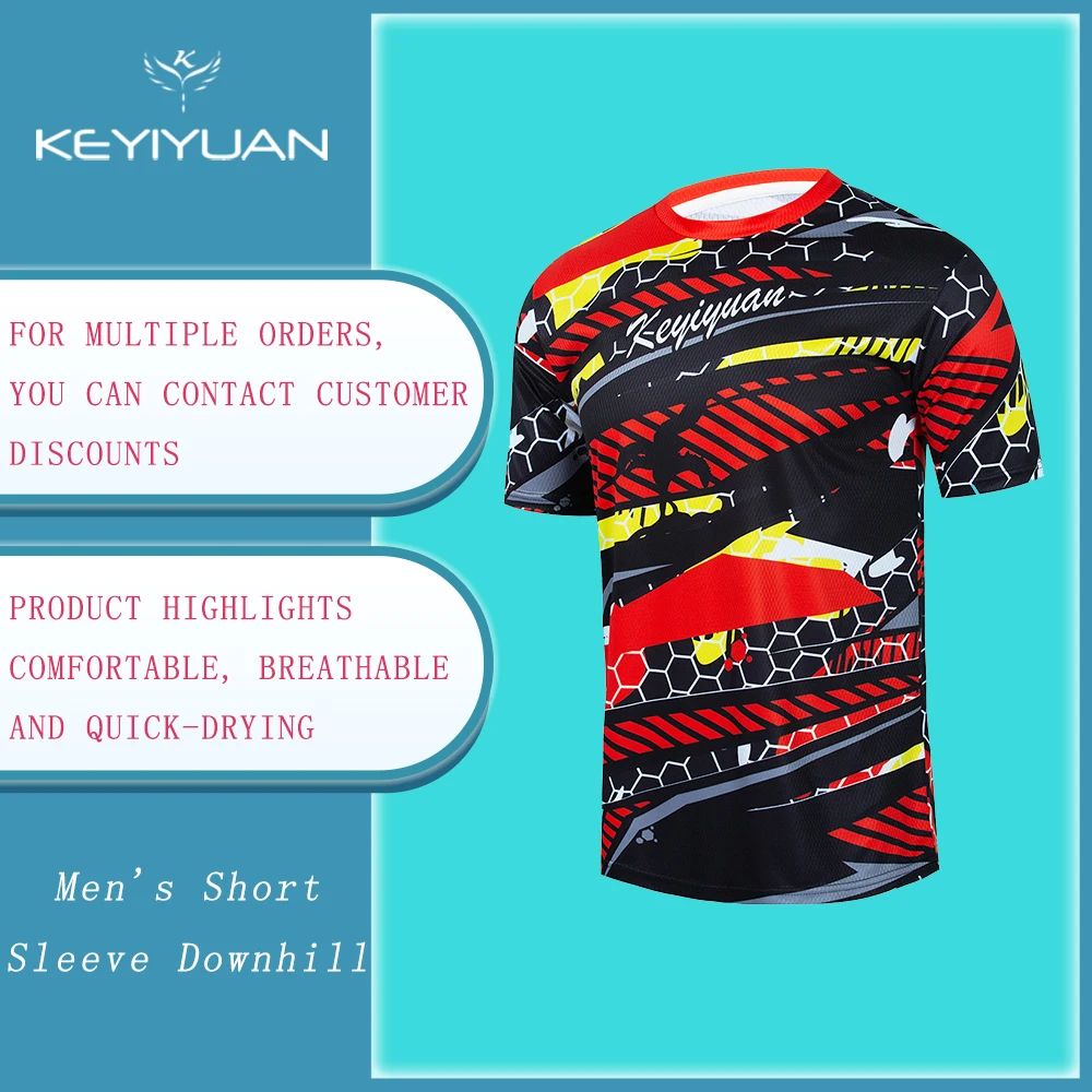 

KEYIYUAN New Fashion Men Short Sleeve Cycling Downhill Jersey Motocross Mtb T-Shirt Outdoor Road Bike Shirt Mallots Ciclismo