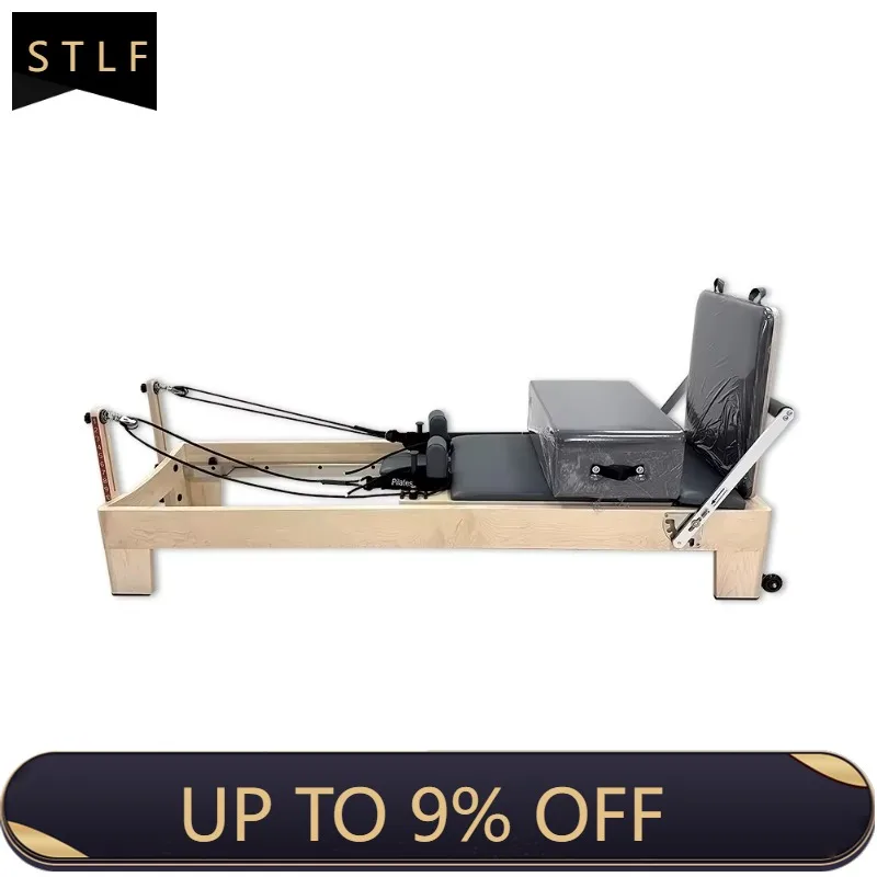 

YTYIN Pilates Reformer with Maple/Brown/Teak Frame, Professional Home Studio Equipment for Fitness & Yoga Training
