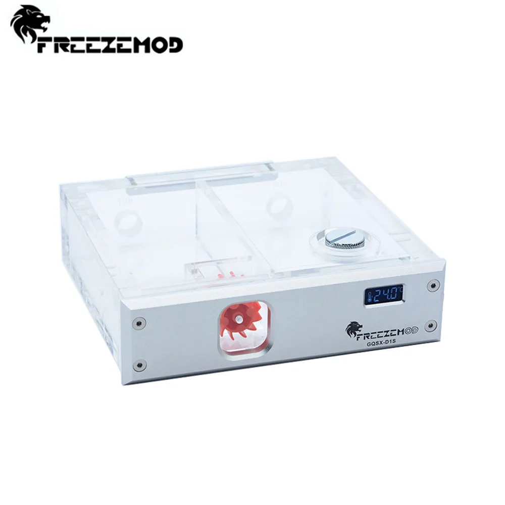 

FREEZEMOD Computer PC Cooling Metal Panel Reservoir,VA Liquid Crystal Temperature Water Tank Cooler GQSX-D1S