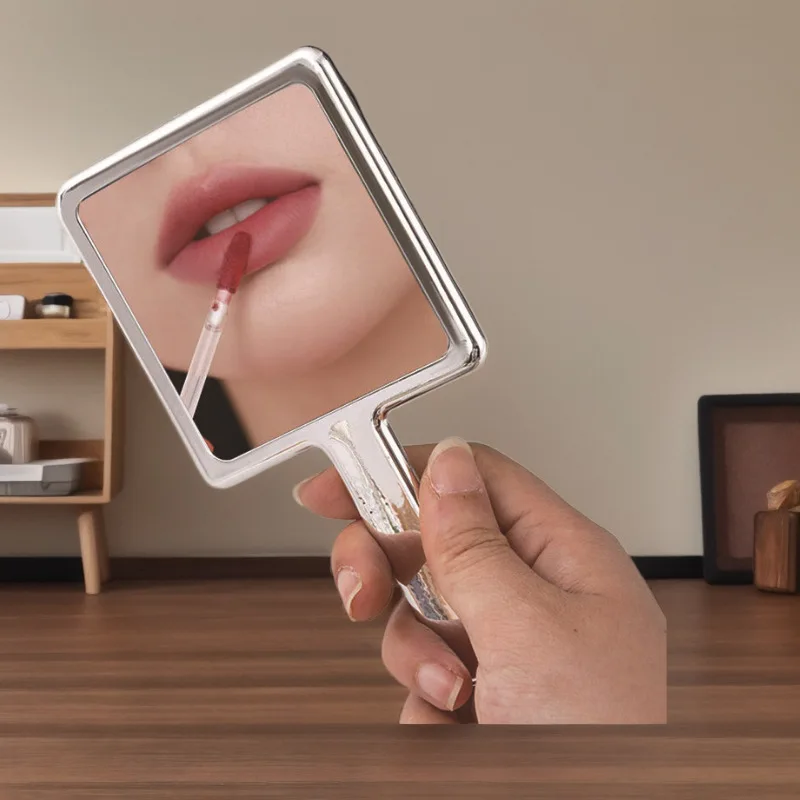 New Creative Handheld Makeup Mirror Electroplated Portable Touch-up for Travel Instagram Style Vanity Mirror for Girls Students