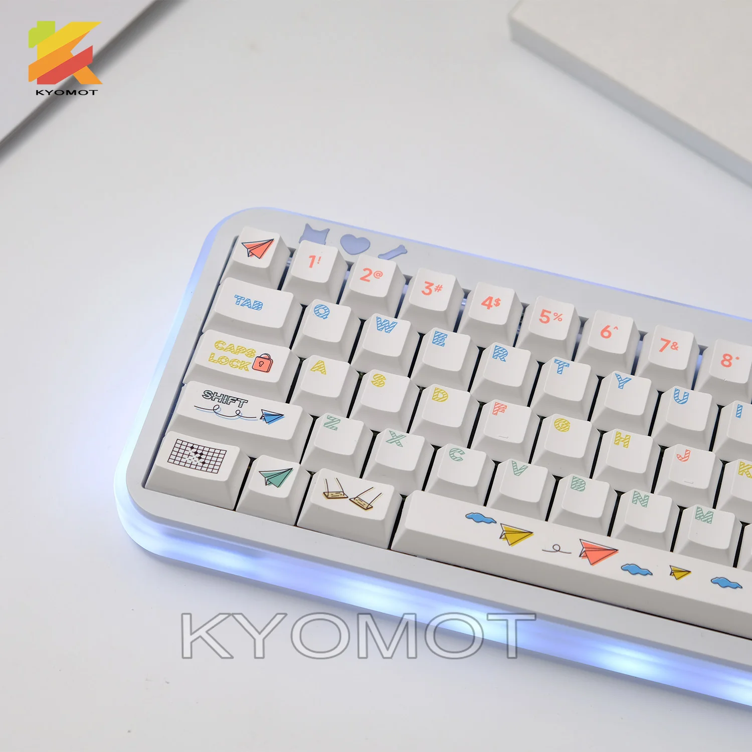 

KYOMOT 125 Childhood Paper Plane Theme Keycaps Cherry Profile Cartoon Dye PBT Keycap for Mx Switch Custom Mechanical Keyboard