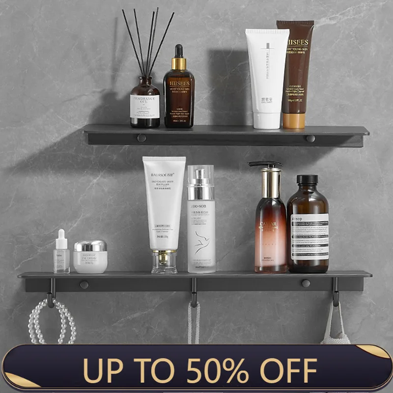 Balck/Gray Bathroom Shelf Wall Mounted Thicked Shower Shelf Cosmetic Storage Organizers Rack Shampoo Shower Gel Holder