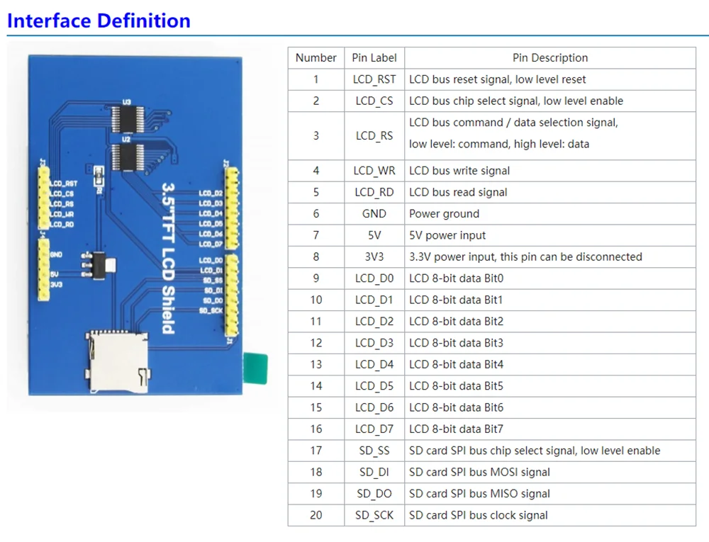 3,5 Zoll Touchscreen-Display 480x320 tft 3.5 "LCD-Modul für Himbeer-Pi für Arduino Mega2560 Esp32 Mar3501