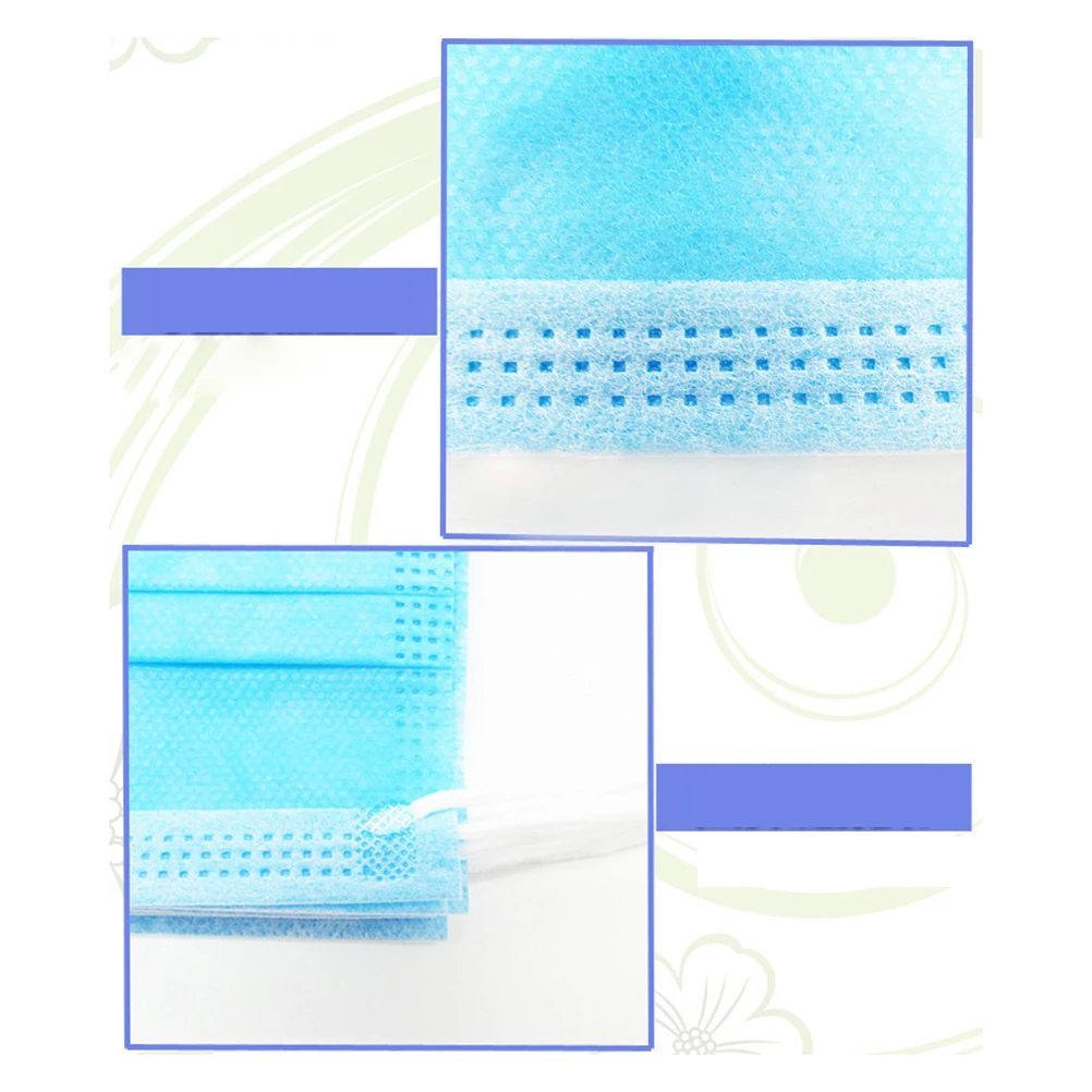 

40pcs Disposable Earloop Face Mask 3 Layer Non-Woven Fabric Comfortable Elastic Strap For Medical Salon Construction