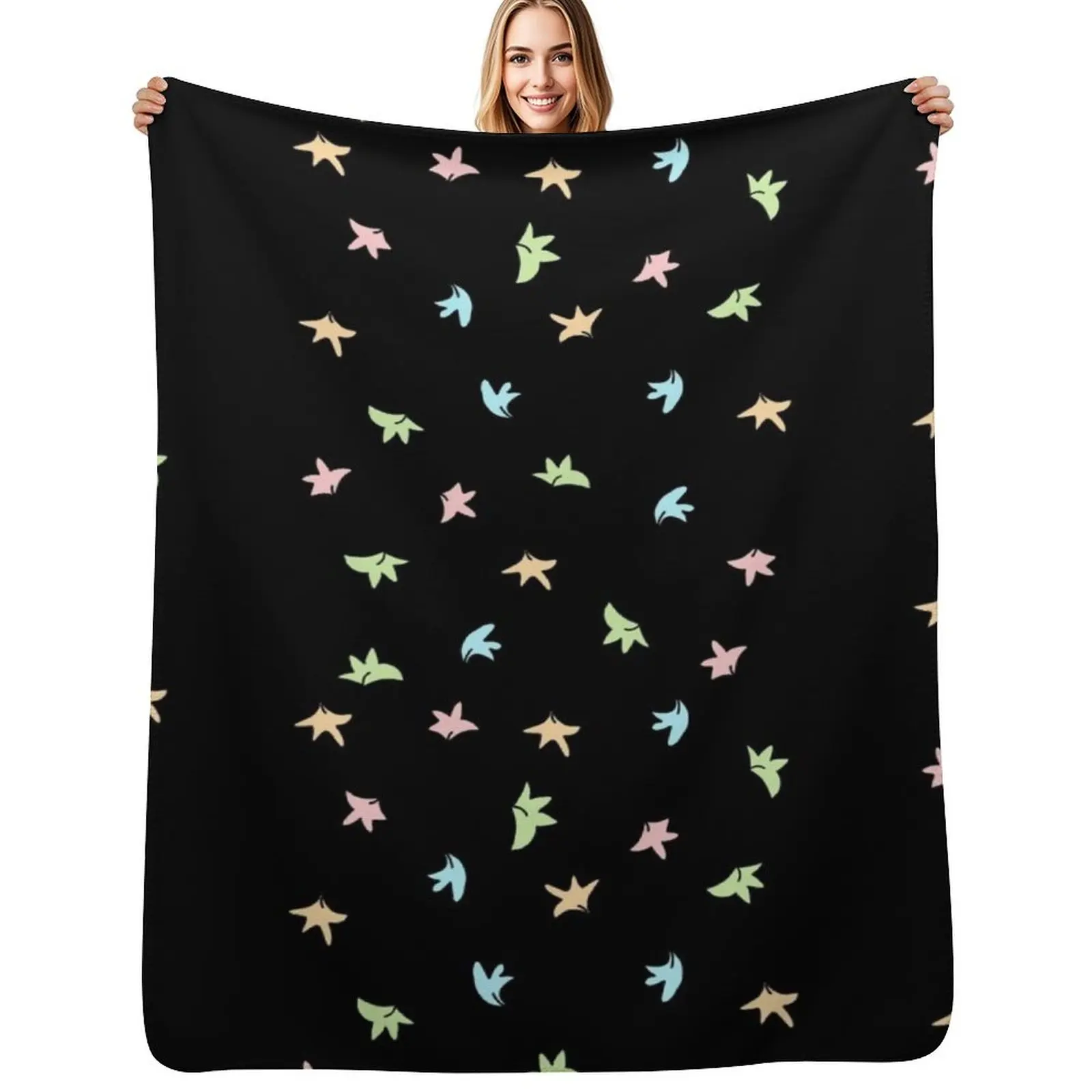 Heartstopper leaves (Black background) Throw Blanket Soft Plush Plaid Winter beds Cute warm winter Polar Soft Big Blankets
