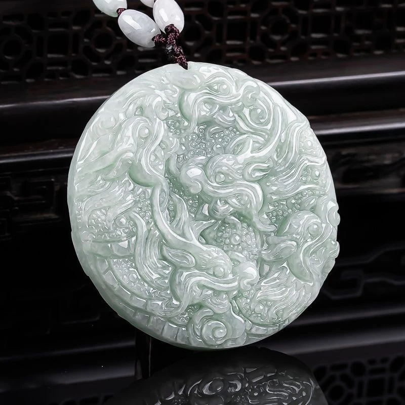 

Подвеска с круглым драконом из натурального жадеита, новая универсальная подвеска ручной работы для мужчин и женщин