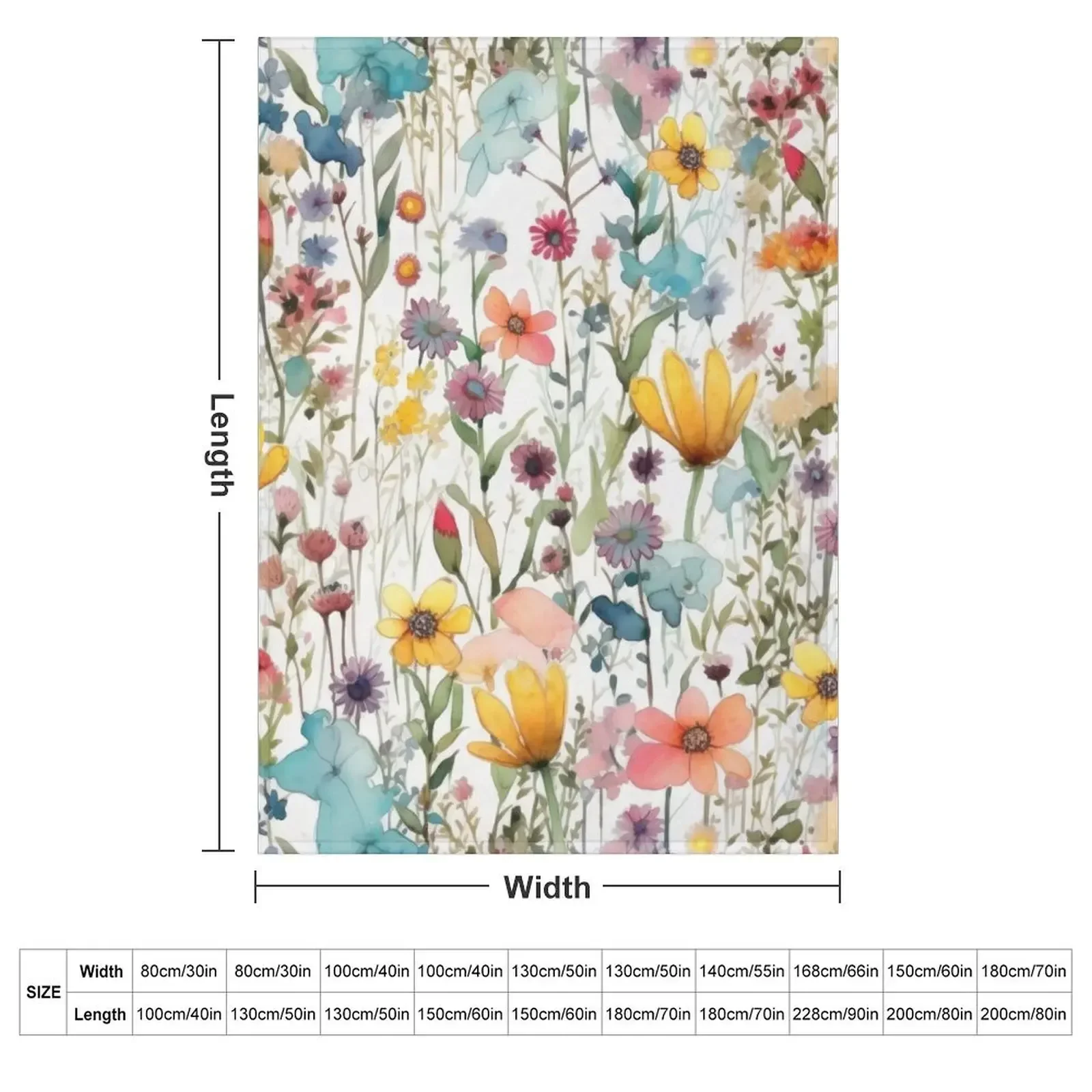 The cute watercolor wildflower meadow 1 Throw Blanket couch cozy soft plush fuzzy picnic outdoor blanket