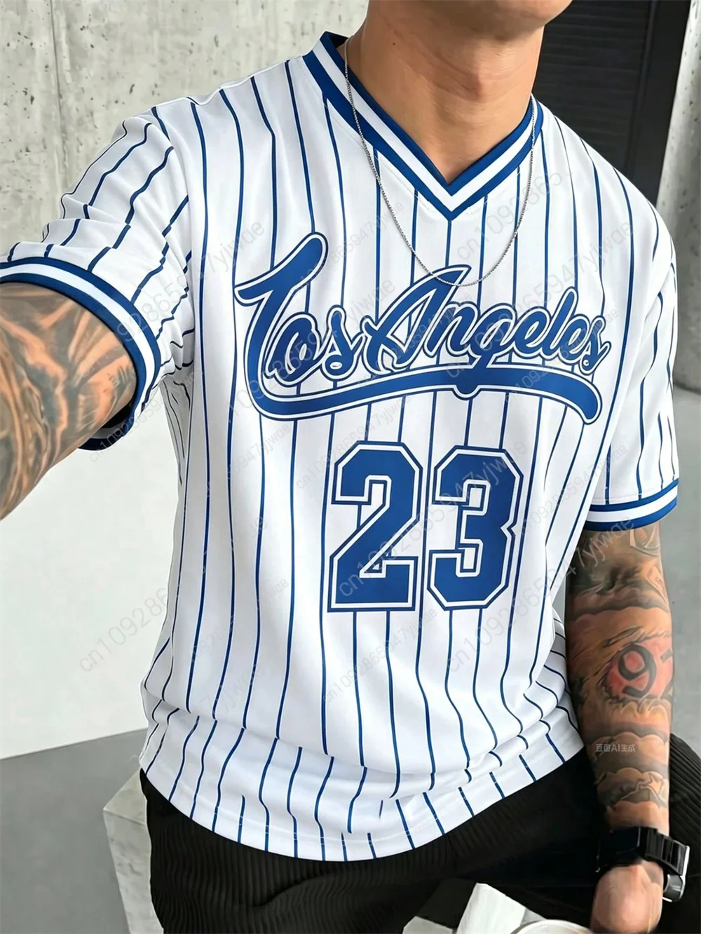 Los Angeles Striped Classic Basketball Jersey Breathable Quick Drying Shirt Fashion Streetwear Y2y Top Summer Men Women T-Shirt
