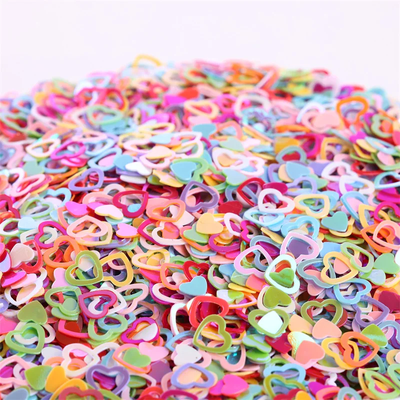 

500g/bag 7mm Double Heart Sequins - Love-shaped Glitter Flakes for Nail Art DIY Crafts, Sparkling Decoration Accessories