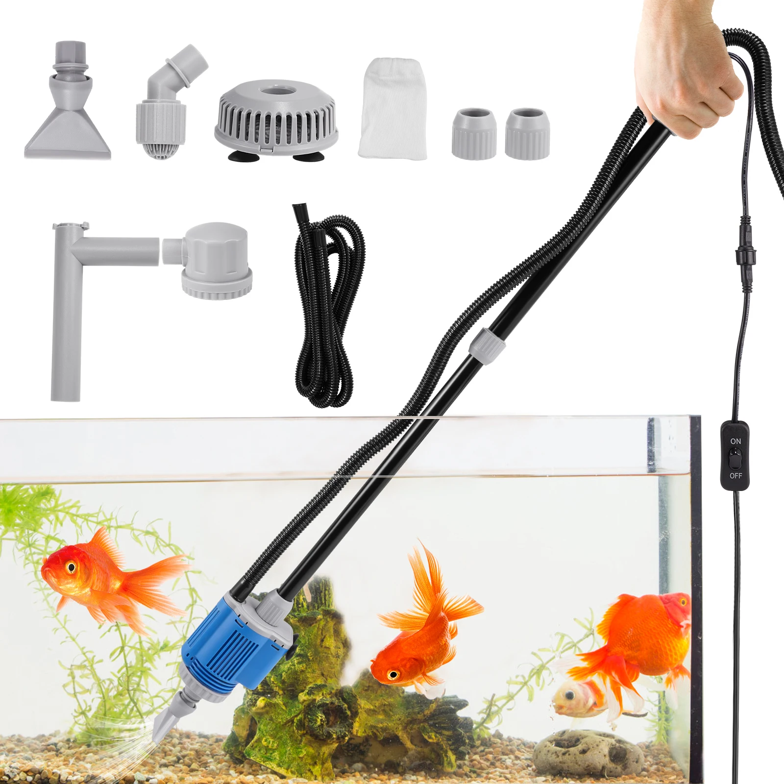 Electric 6 in 1 Aquarium Water Changer,Water Changer Sand Scrubber Debris Cleaning Filter Electric Gravel Suitable M/L Aquarium