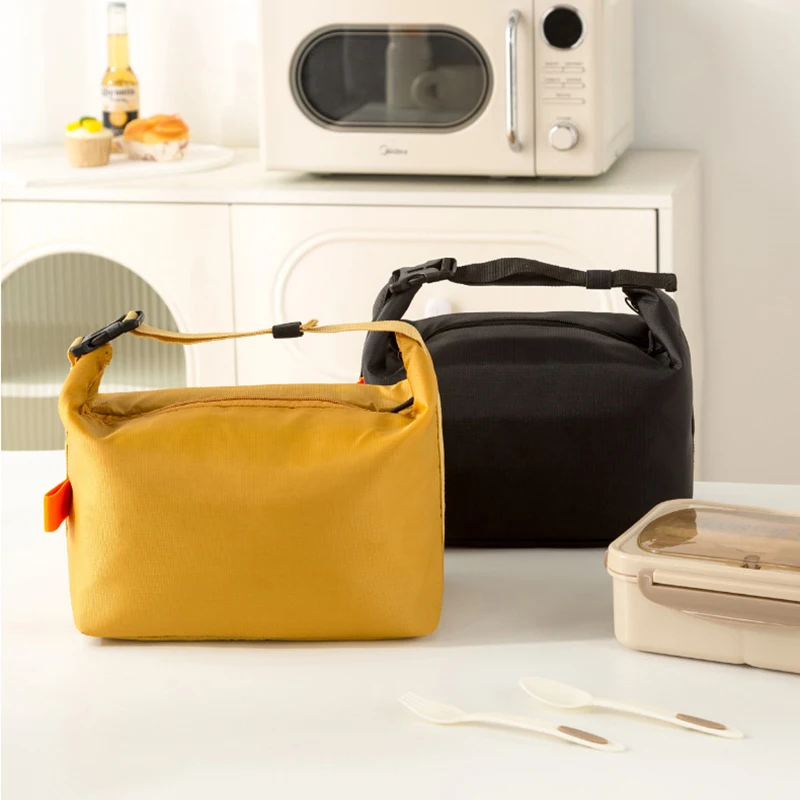 Portable Insulated Lunch Bag Large Capacity Oxford Cloth Thermal Food Tote with EVA Lining Buckle Handle for Work Picnic Travel