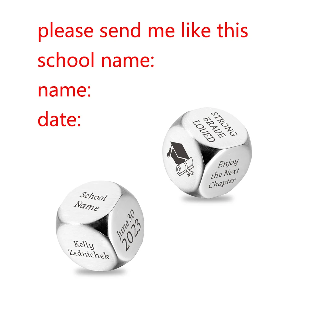 Personalized Dice Custom Name Date School Engraved Graduation Season Message to Daughter Son Best Friend Grad Inspiring Gifts