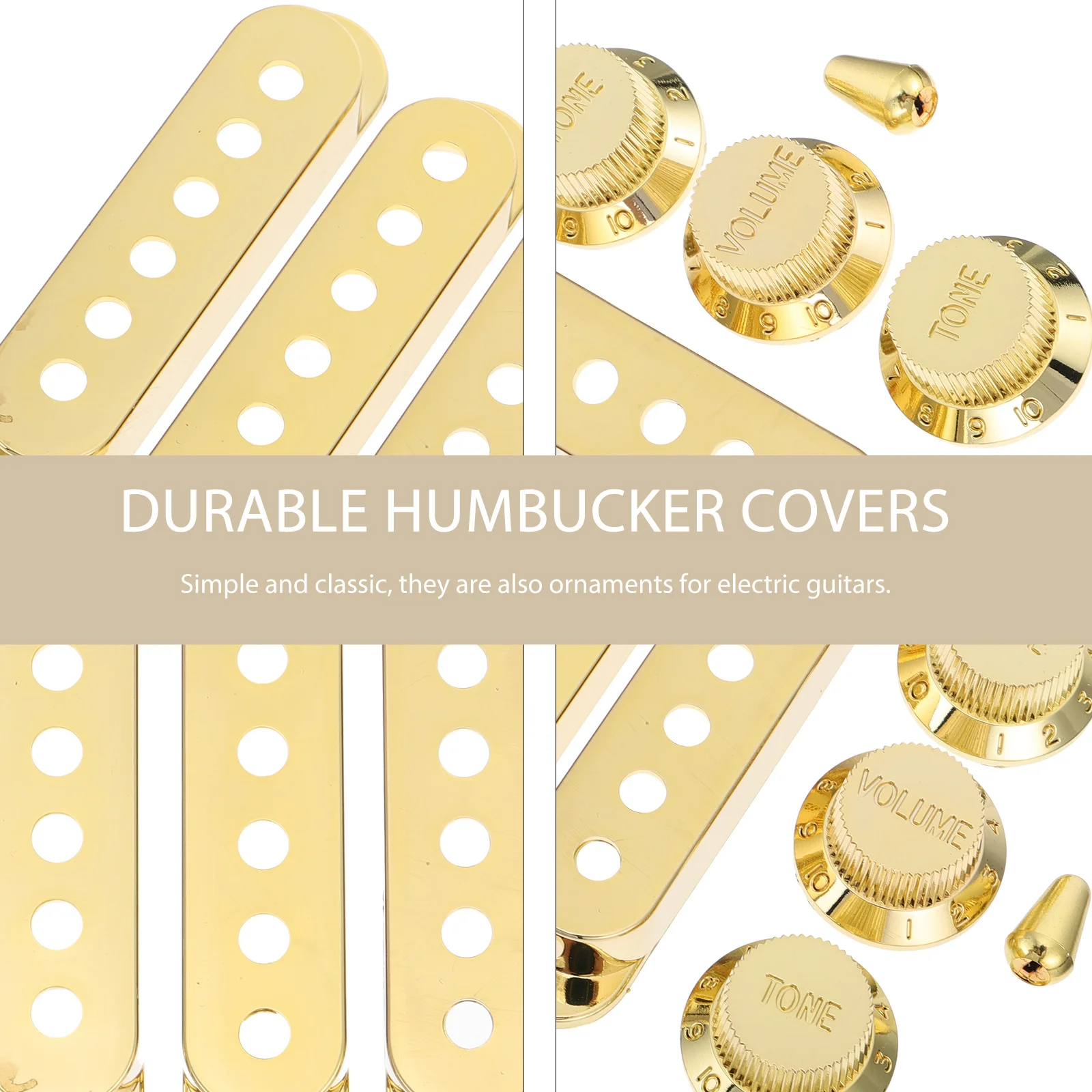 

7Pcs Golden Pickup Covers Set Durable Plastic Humbucker Covers Electric Guitar Pickup Protectors Kit Humbucker Protectors