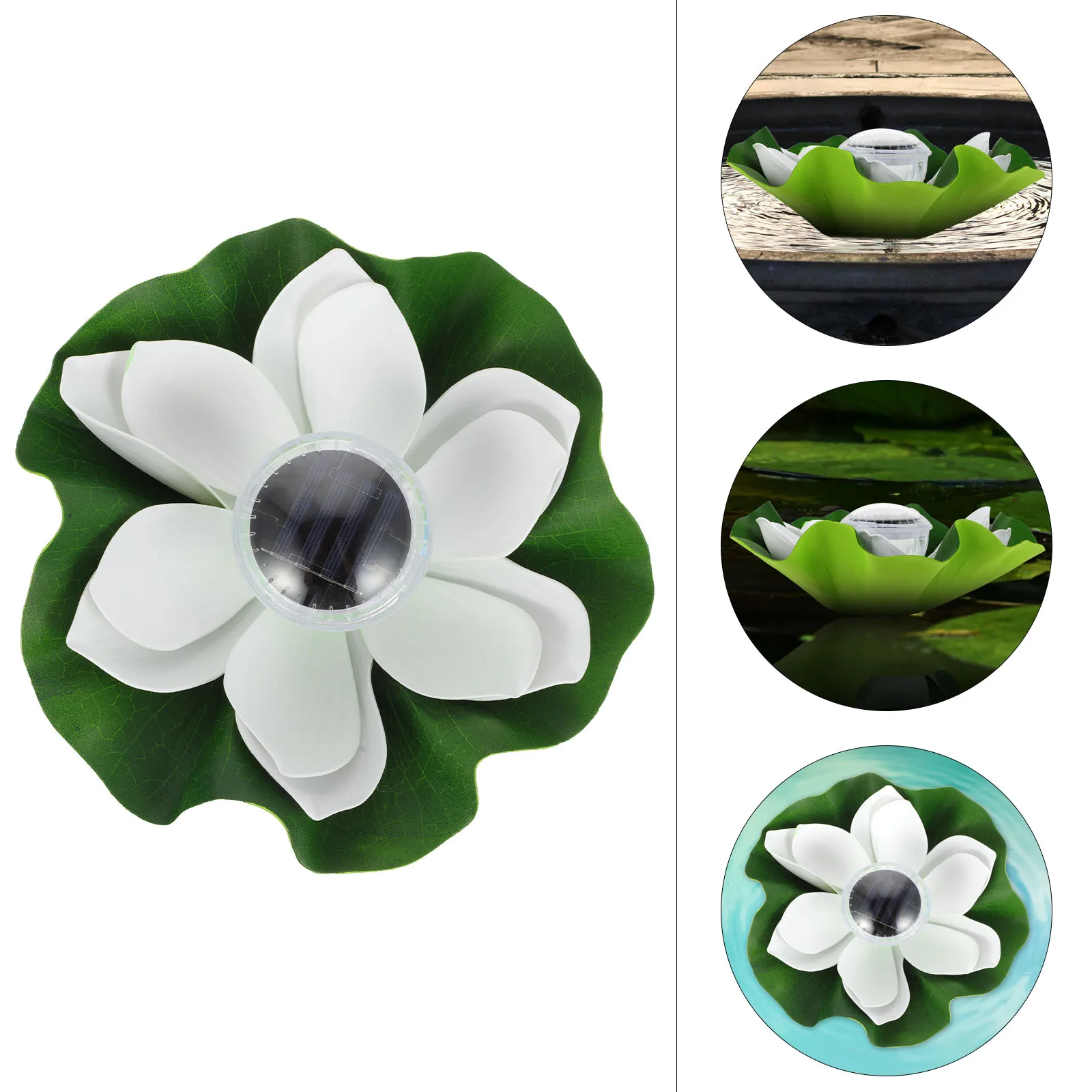 

Solar Lotus-shaped Lamp Floating Lights for Garden Pond Pool White PC Decorative Flower LED Lighting Landscape