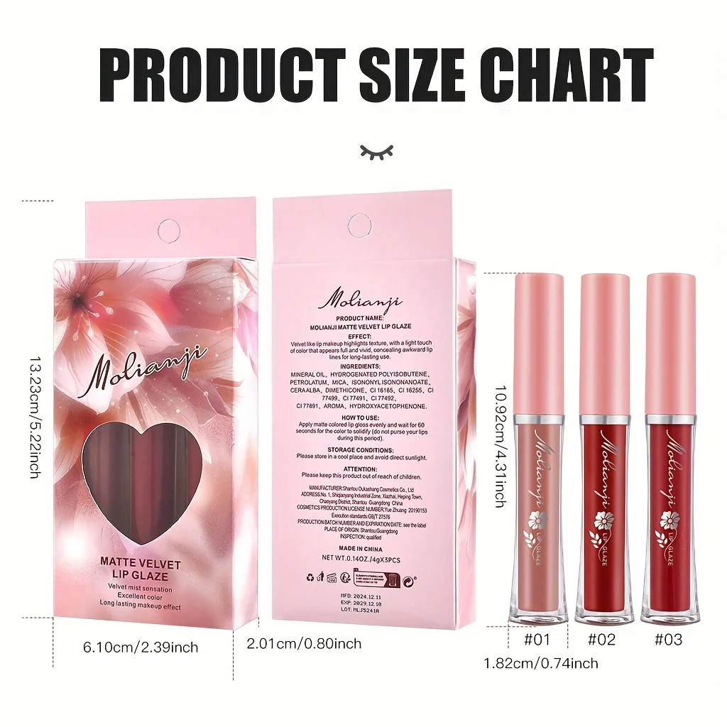 Matte Silky Lip Glaze สดชื่นและไม่เหนียวเหนอะหนะ พัฒนาสีติดทนนาน ถ้วยกันน้ําไม่ติด เหมาะสําหรับทุกสภาพผิว - ของขวัญที่สมบูรณ์แบบ