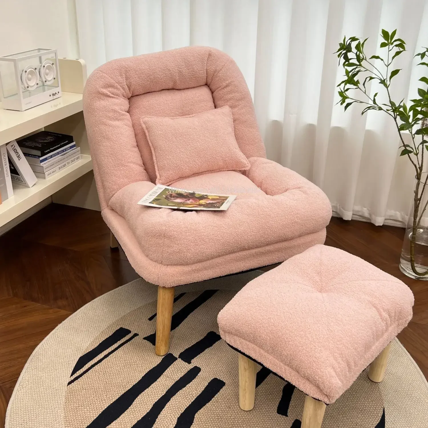 

Lazy Sofa Chair, Bedroom, Lunch Break, Small Apartment, Leisure, Recliner Ins Girl's Heart, Flannel, Japanese Style