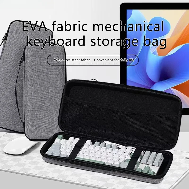 Caixa de armazenamento EVA de alta qualidade para teclados mecânicos Bluetooth - Bolsa de armazenamento à prova d'água e resistente a choques.