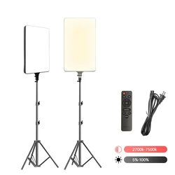 SH 24'' LED Video Light 90W Photography Selfie Dimmable Panel Lighting Photo Studio Live Stream Fill LampTripod Stand