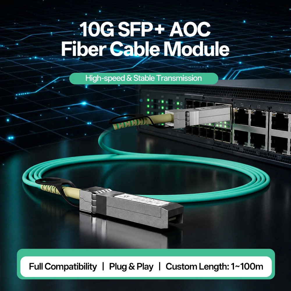 BYXGD 10G SFP+ AOC Active Optical Cable LSZH Fiber Cable 3m 5m 7m 10m 20m Blue For Data Center Switch Server Plug and Play
