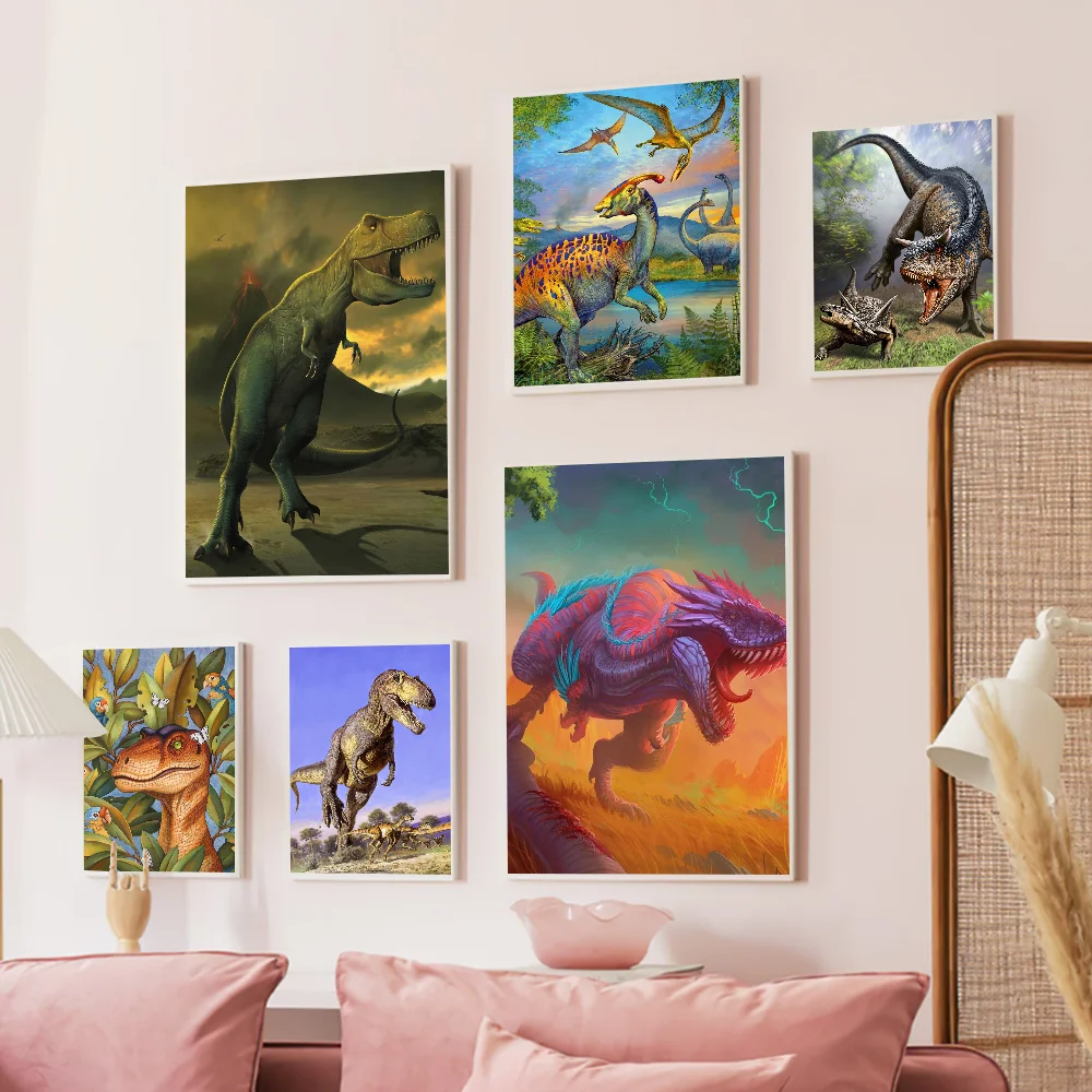 Dinosaur Art Paint Whitepaper Poster HD Quality Poster Wall Art Painting Study Room Wall Decor