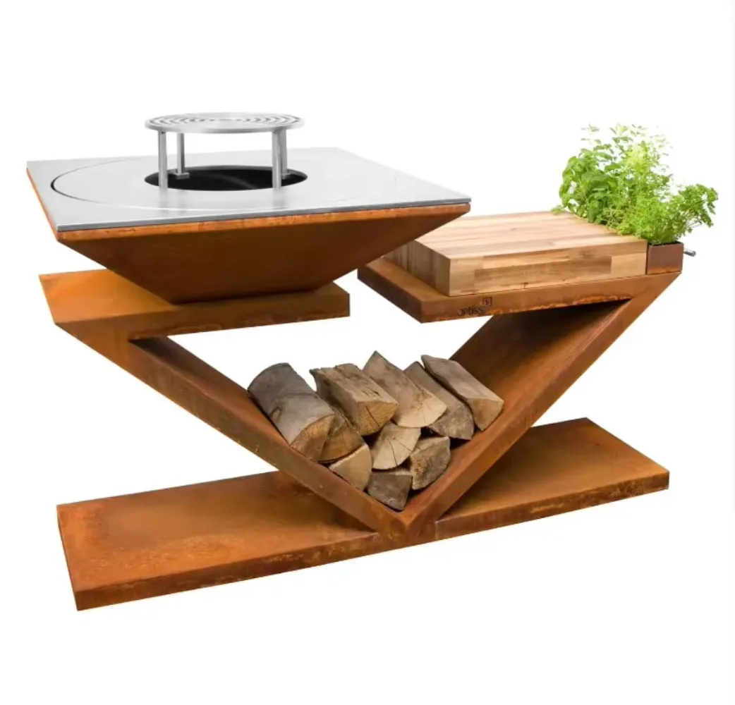 Outdoor Corten Steel Rusty Bbq Cooking Grill Bbq Tools Set/grills Bbq