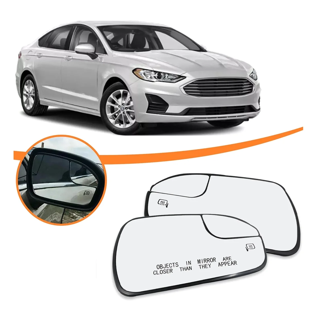 

For Ford Fusion 2013-2020 Left & Right Car Door Side Rearview Mirror Glass with Heated DS7Z17K707F, DS7Z17K707B