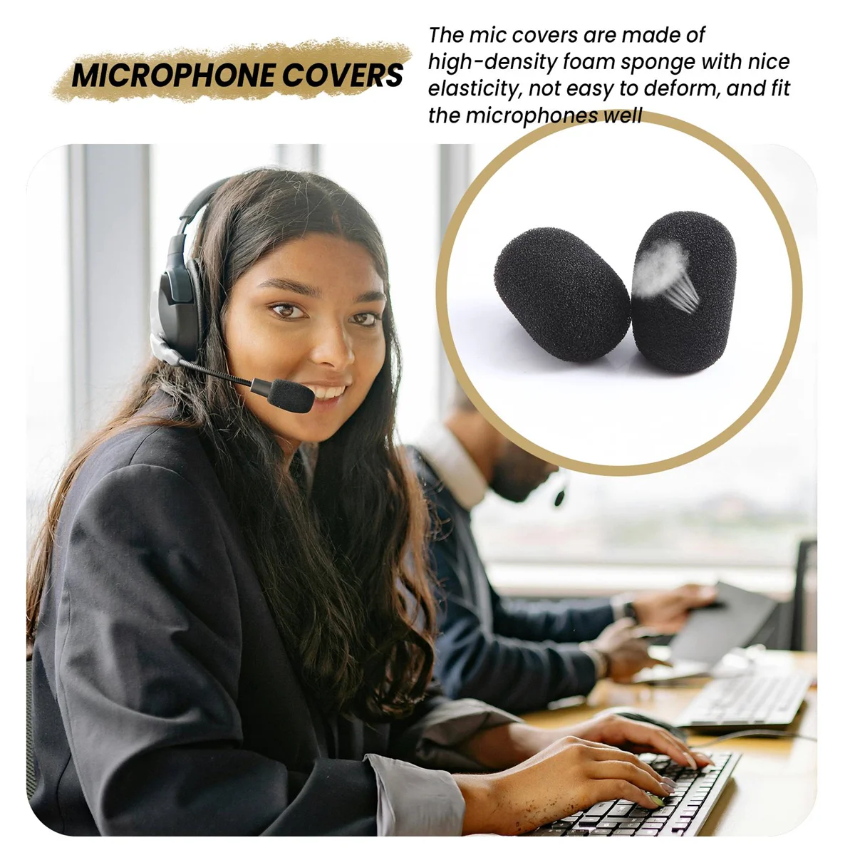 100 قطعة من غطاء الميكروفون الإسفنجي الصغير للزجاج الأمامي لحماية الرغوة لميكروفونات سماعة الرأس الصغيرة