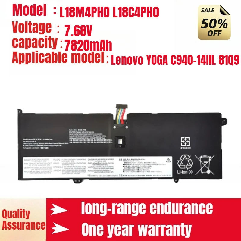 

L18M4PH0 L18C4PH0 Аккумулятор для ноутбука Lenovo подходит для Lenovo YOGA C940-14IIL 81Q9, высококачественный литий-ионный аккумулятор 7,68 В, 7820 мАч