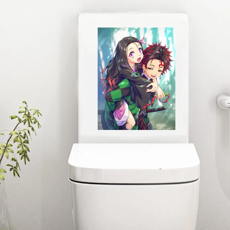 WCS1053 Demon Slayer Anime Kamado Nezuko TanjirouWall Sticker Waterproof Decal PVC Home Decoration Door Living Room Toile