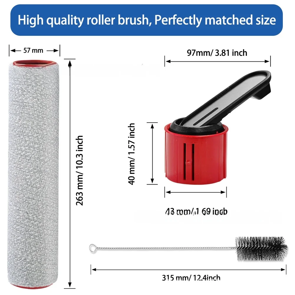 For Dreame For FlexReach H15 for Pro H12 for Pro Replacement Roller Brushes 2 Piece Set for Hard Cleaning Tiles Marble Laminate