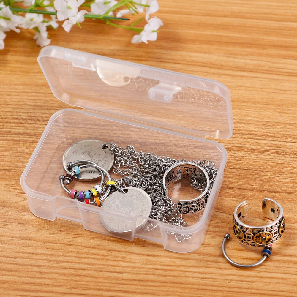 6Pcs Boxes Rectangle Clear Plastic Jewelry Storage Case Container Packaging Box Earrings Rings Beads Collecting Home Organizer