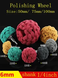 3PC Mounted Abrasive Sanding Mop Buffing Wheel with Mushroom Grinding Head for Metal Aluminum,Stainless,Jewelry,Wood,Shank 6mm