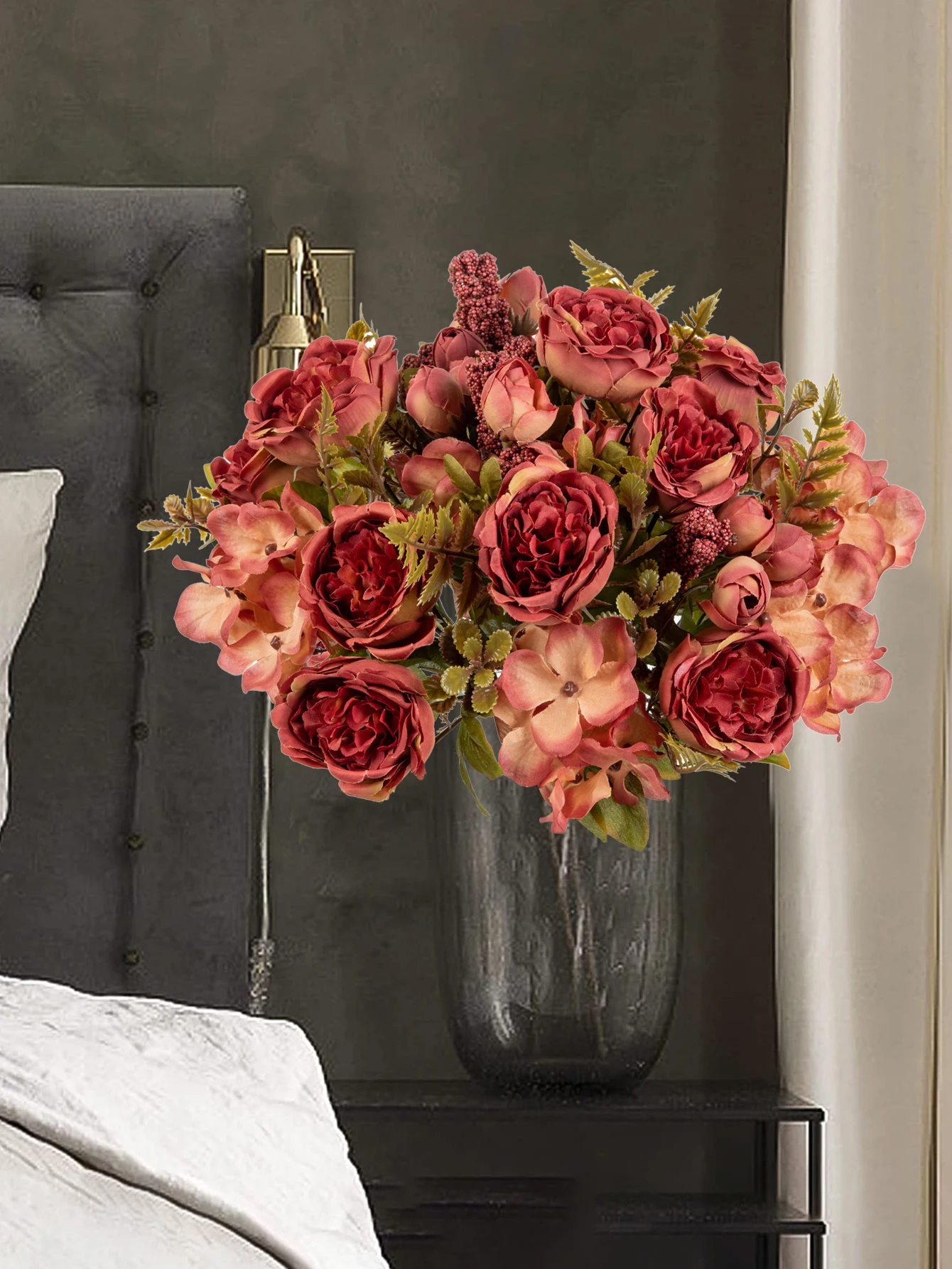 Artificial Flowers Festival Garland Wedding Garden Rose Bud Archway Fake Peony Bouquet Vase Home Room Decor Silk Hydrangea Gift