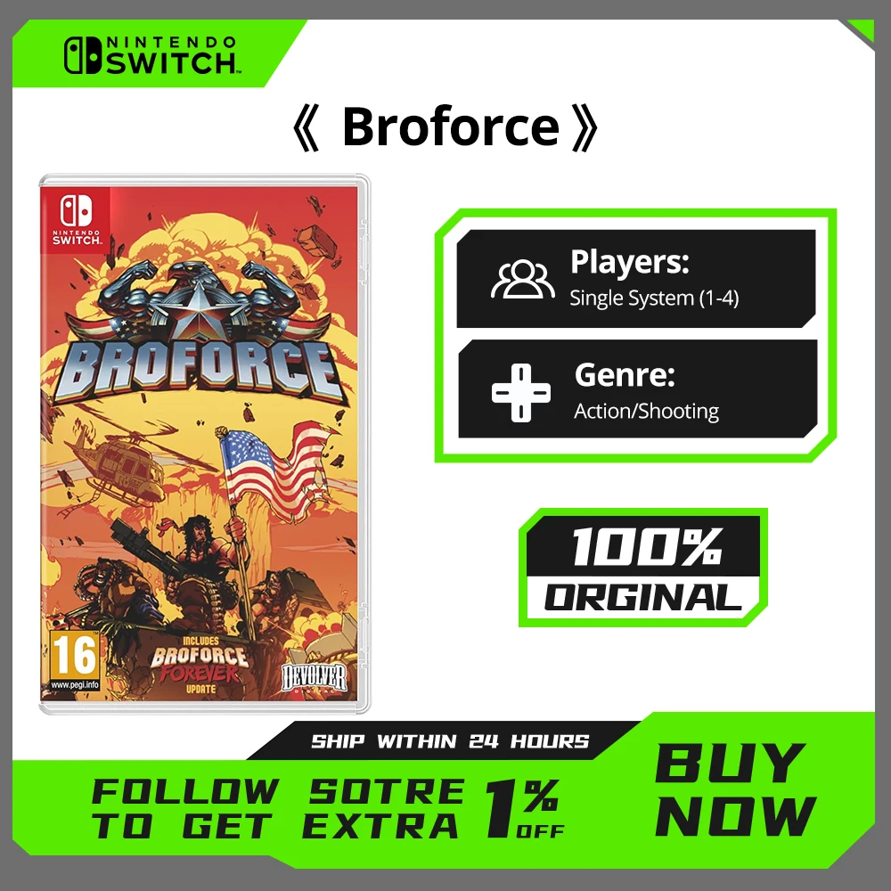 Broforce - بطاقة الألعاب المادية لعبة نينتندو سويتش تدعم لعبة النوع للتصوير من أجل سويتش OLED Lite