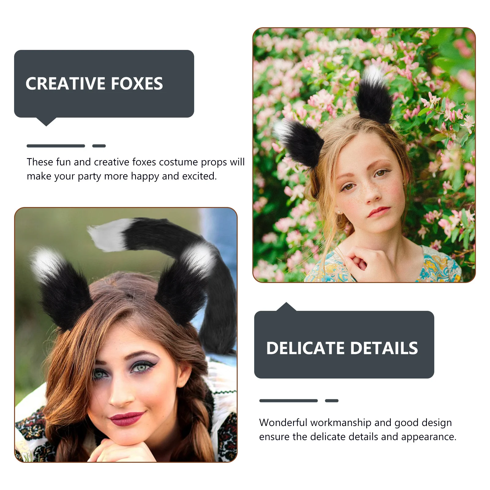 Exquisite Foxes Costumes Props 1Set Durable Creative Carnival Party Supply Kids Costume Accessories Tail Decor