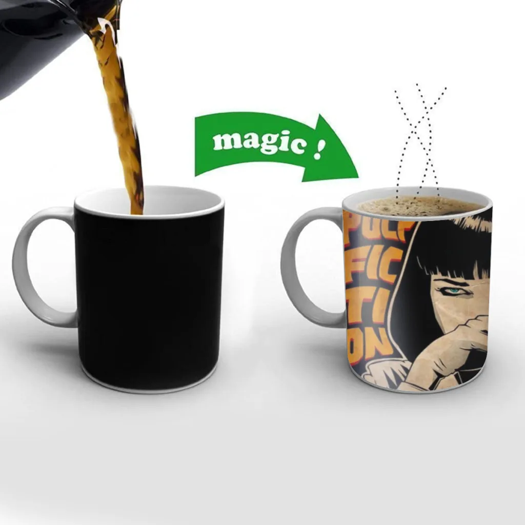 

Pulp Fiction Classic Vintage Coffee Mugs Cup Color Changed Mug Heat Sensitive Tea Cup Coffee Mug Gift Mug Drop Shipping