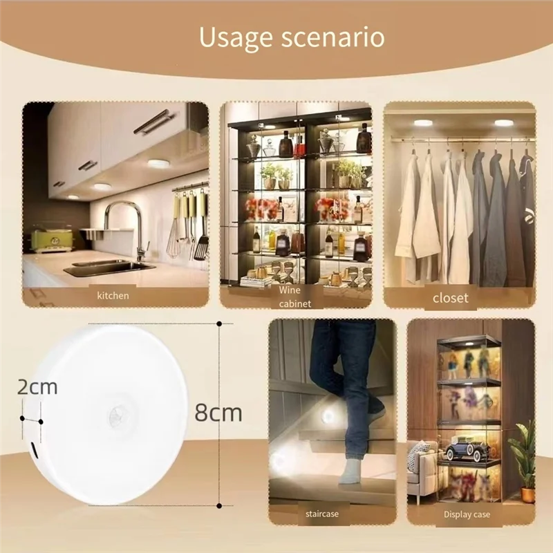 B84B-LED Remote Control Three-Color Cabinet Light, Motion Sensor Rechargeable Light, Under Counter Light (6-Pack)