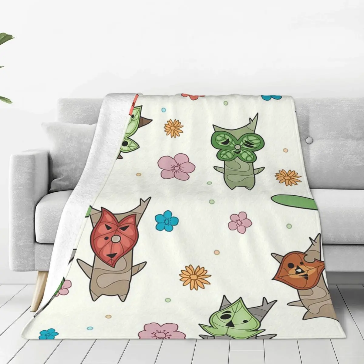 Korok Pattern Blanket Soft Warm Flannel Throw Blanket Bedding for Bed Living room Picnic Travel Home Couch