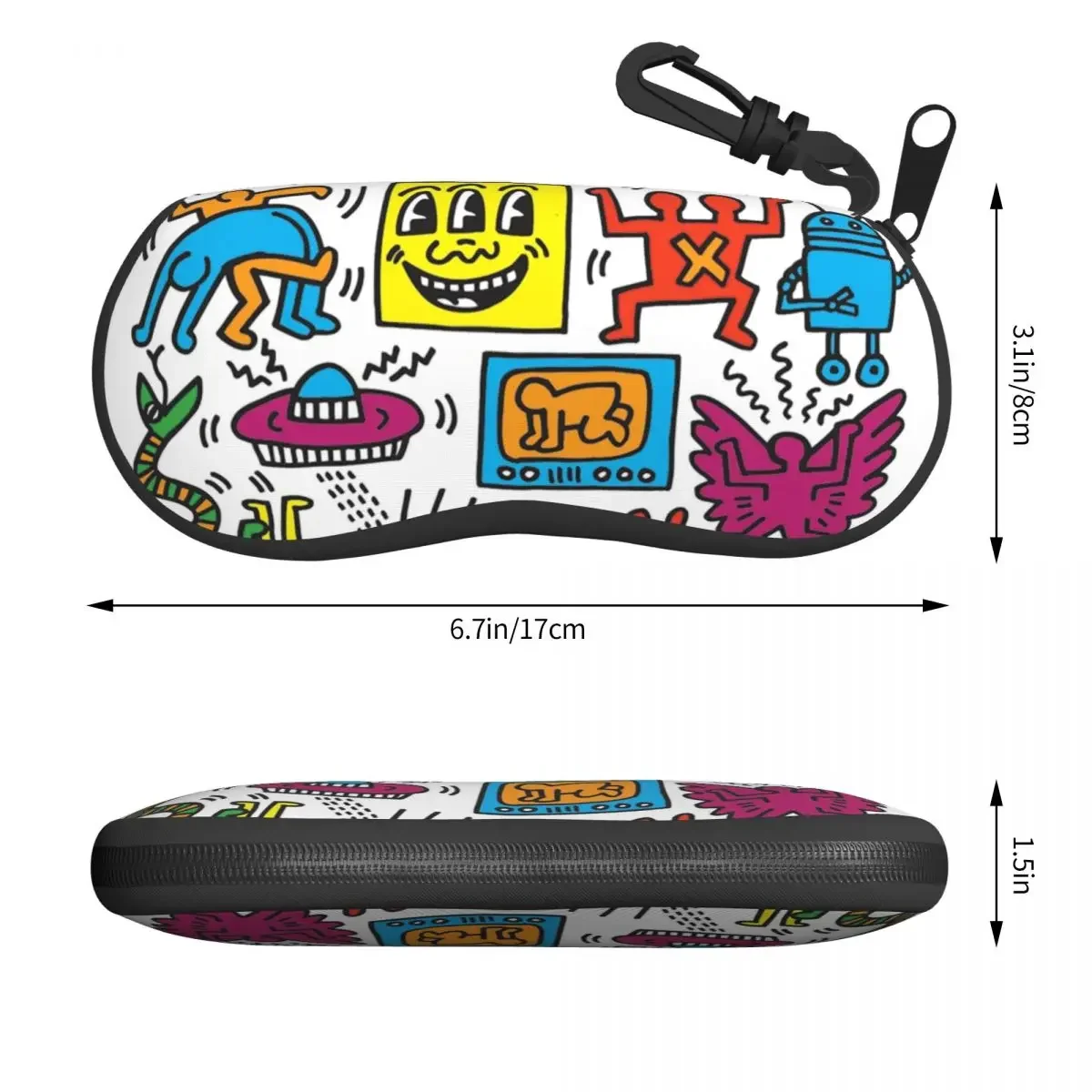 Haring Abstract Smile Sunglasses Soft Case Neoprene Zipper Graffiti Paintings Art Shell Eyeglass Case Protective Box For Glasses