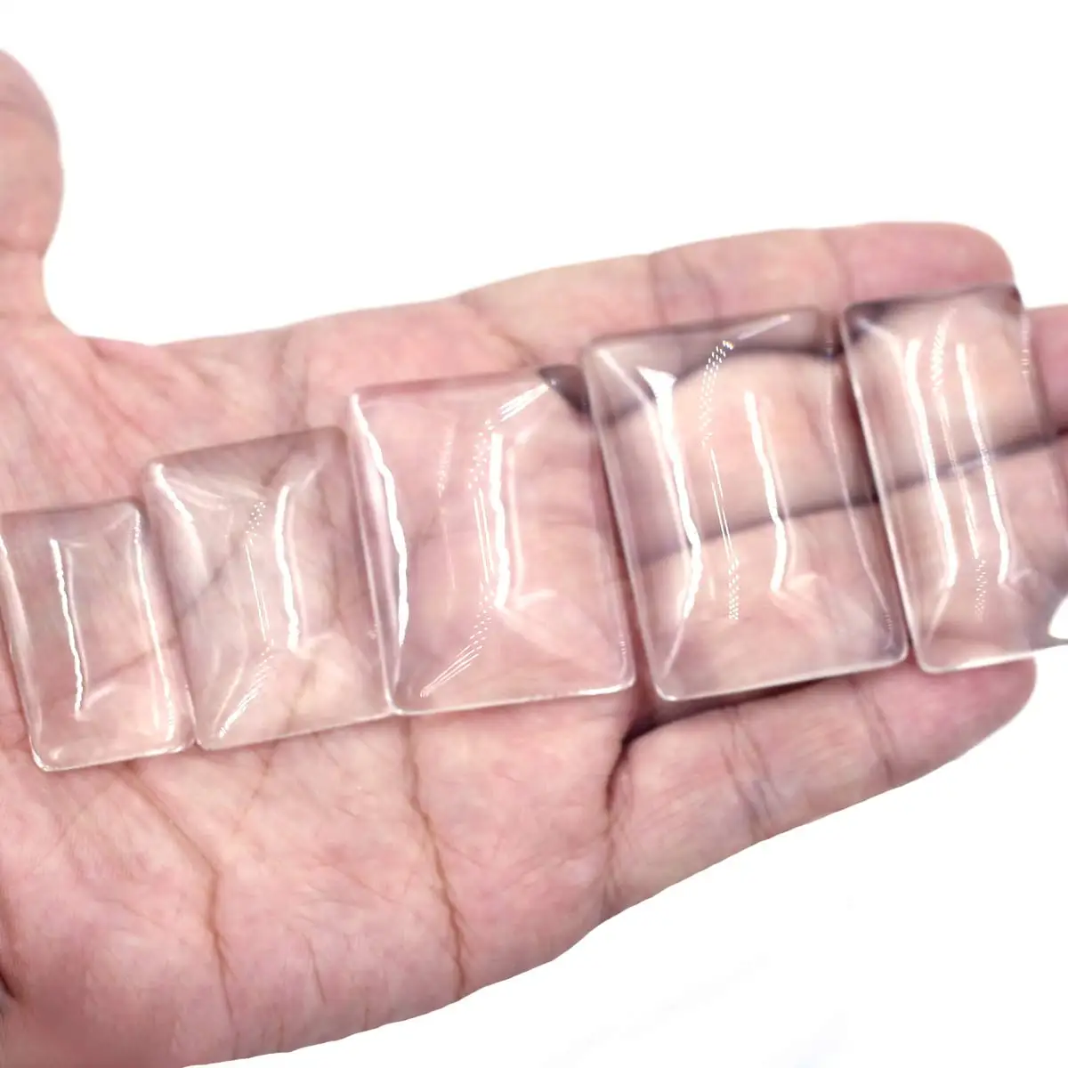 50PCS Clear Glass Dome Cabochons Rectangle 30-50mm Long DIY Jewelry Handicrafts Accessories for Souvenir Festival Gift Making