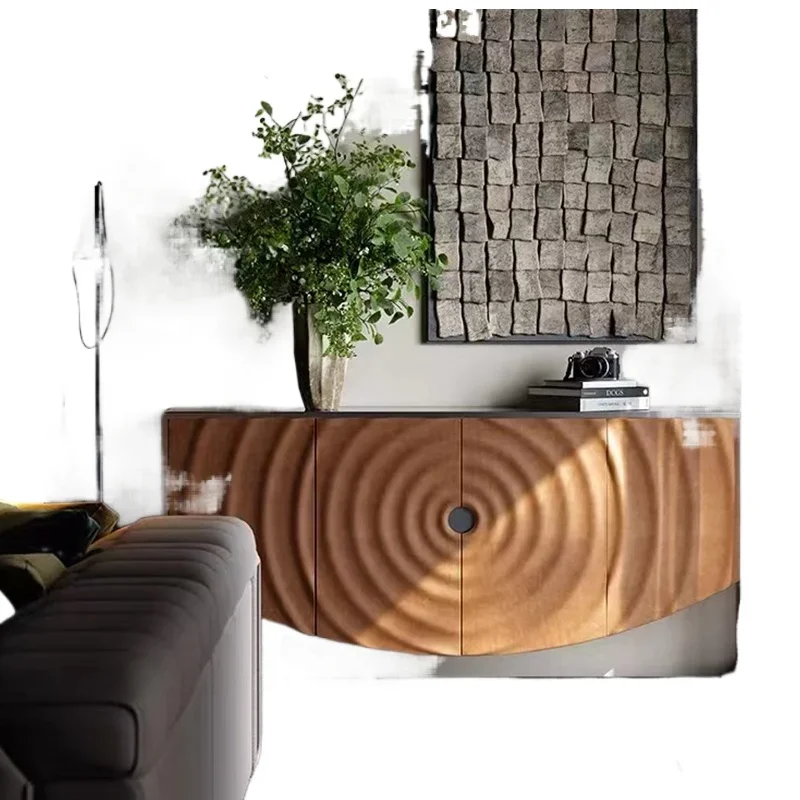 Light luxury Italian entrance cabinet, luxury stone slate art whole house matching designer ripple entrance table, high-end