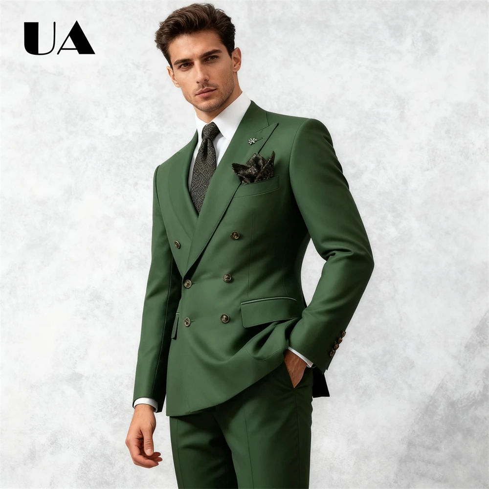 

Vintage Double Breasted Suit Jacket, Solid Simple Formal Business Suit Blazer XXS-7XL Men's Prom Suit Attire