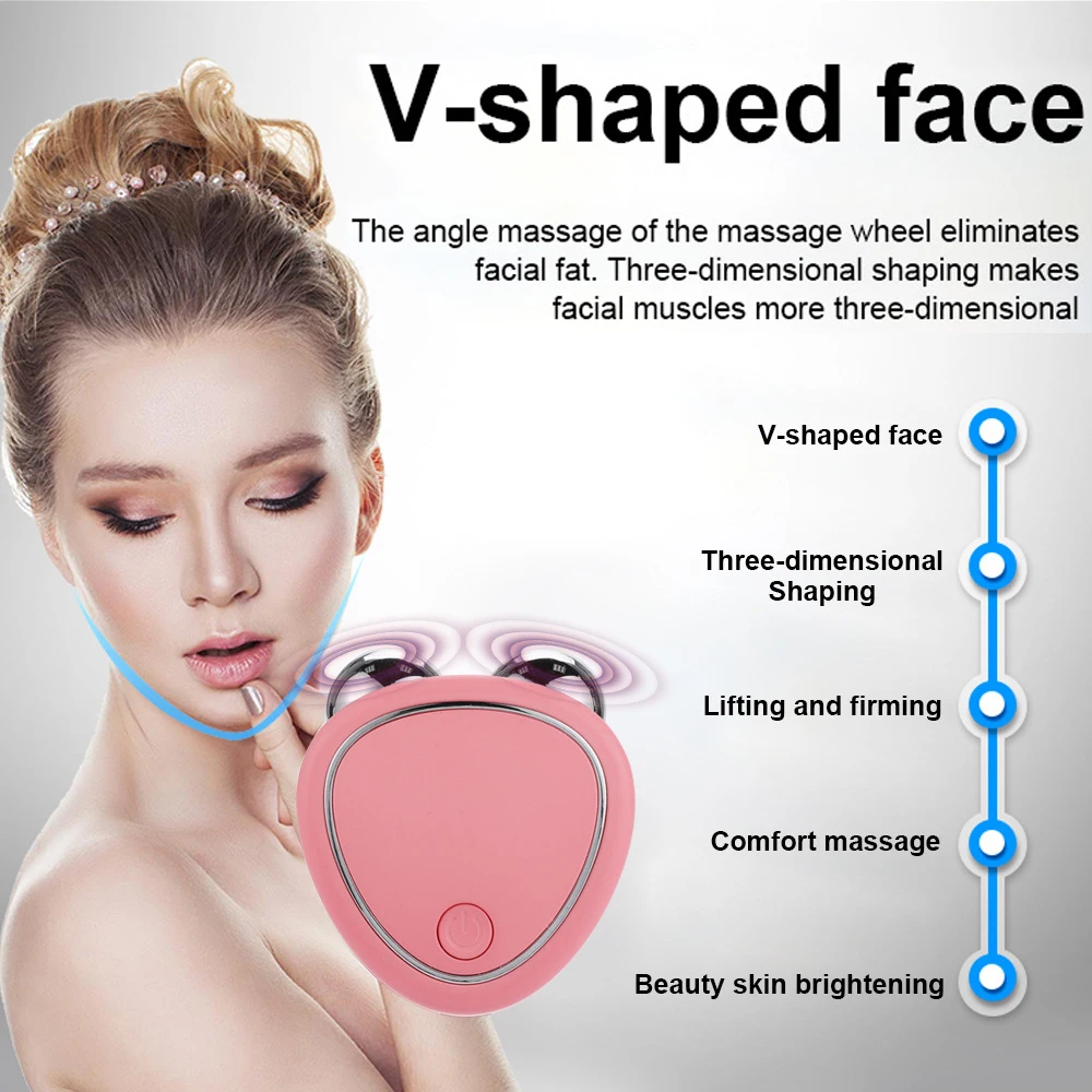 EMS Face Lifter V-Shaped Microcurrent Roller Anti-Wrinkle Face Slimming Vibration Massager Facial Beauty Instrument Portable