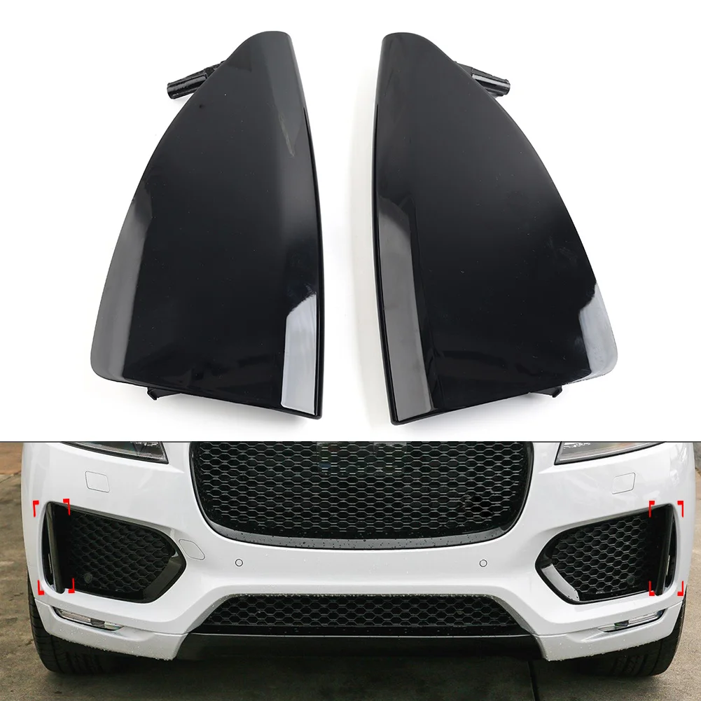 Car Front Bumper Fog Light Lamp Grille Grid Molding Panel Glossy Black For Jaguar F-Pace 2016 2017 2018 2019 2020