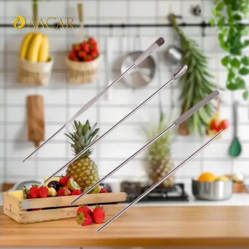 4 Uds. Herramienta de varilla agitadora de acero inoxidable para decoración de uñas, cuchara para esmalte de Gel líquido en polvo, espátula, herramienta para mezclar bases para salón y hogar