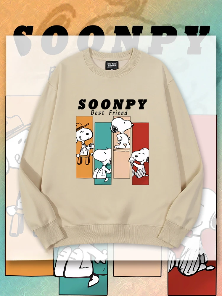 Snoopy lovely Cartoon Anime periphery Mens and womens round neck pullover Spring and Autumn New Style Couple\'s clothing pullover